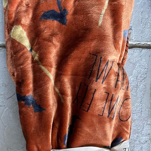 Rae Dunn Halloween Witch Throw Blanket Brooms And Bats - Picture 7 of 8